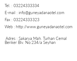 Gney Adana Otel iletiim bilgileri